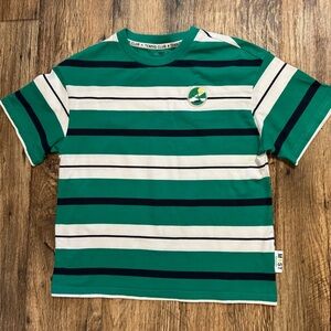 BALABALA Boys Green Striped Tennis Club Short Sleeve Shirt Size Large 10/12